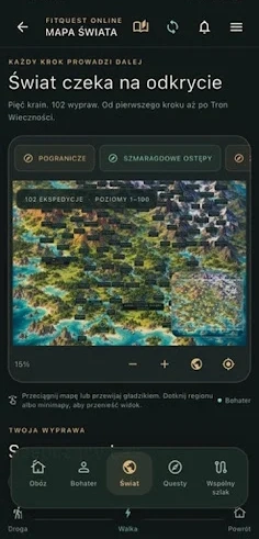 FitQuest Mapa Świata i Biomy